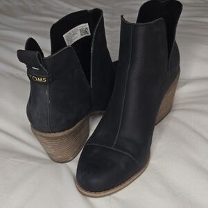 Toms Black Ankle Booties with Wedge Heel